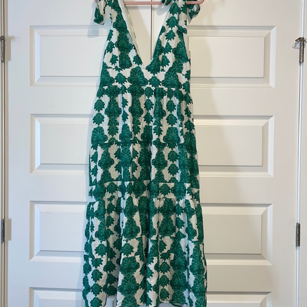 House of Harlow 1960 Green and White Dress